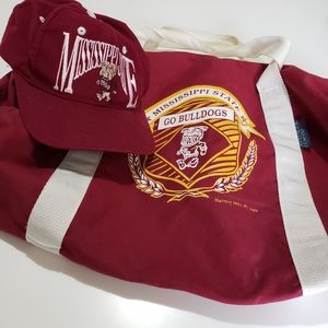 Vtg Mississippi State Bulldogs Duffel Bag & Hat